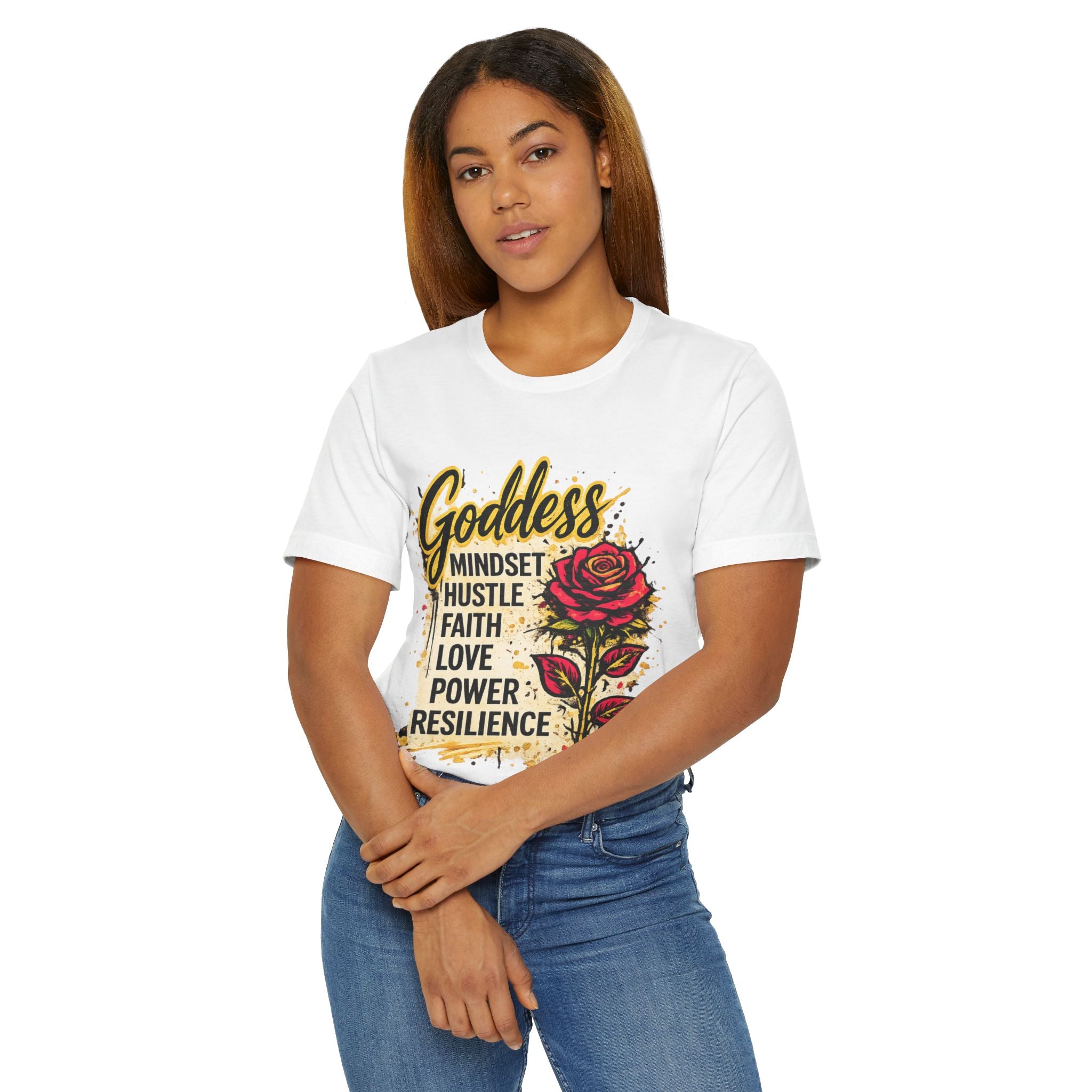 Golden Diosa - Goddess Rose T-Shirt — Mindset Hustle Faith Love Power Resilience