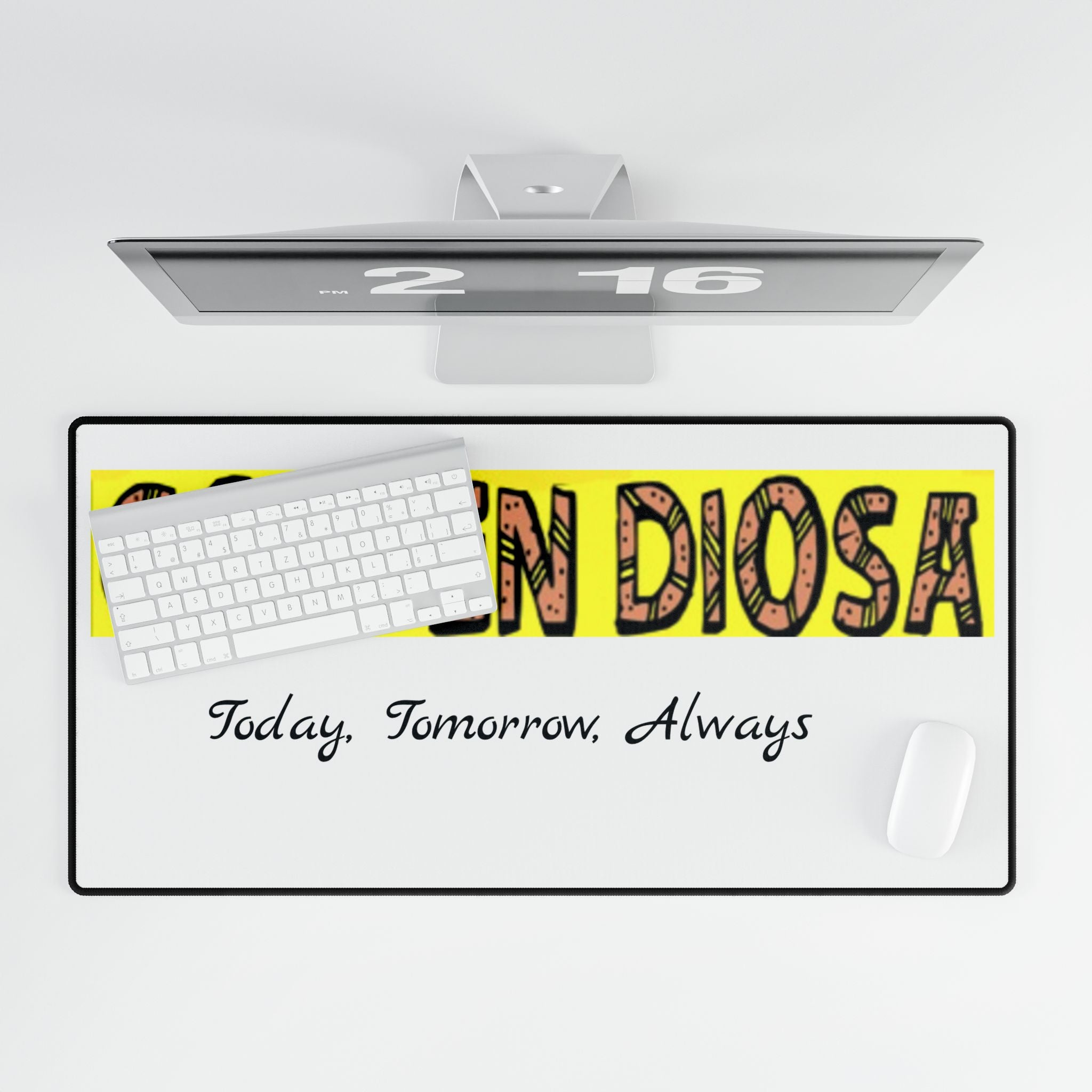 Golden Diosa: "Today, Tomorrow, Always" Decorative Gaming & Office Desk Pad